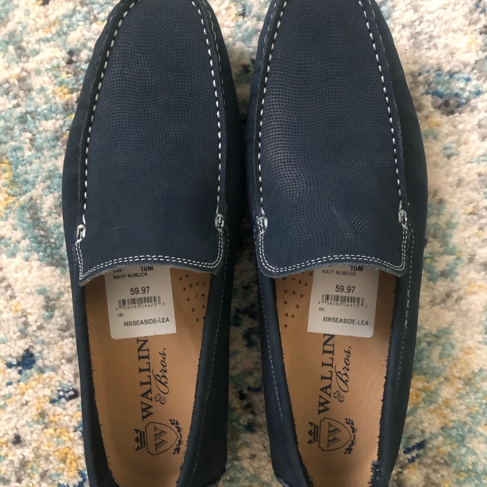 Wallin & Brothers Navy Nubuck Loafers Slip-On Size 10 9.5